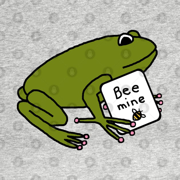 Green Frog says Bee Mine on Valentines Day by ellenhenryart
